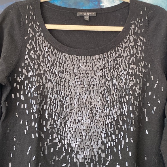 Sequins & Merino Scoop Neck Sweater - Picture 2 of 8